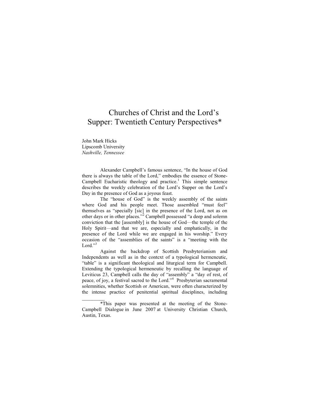 Churches of Christ and the Lord's Supper
