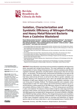 Isolation, Characterization and Symbiotic Efficiency of Nitrogen