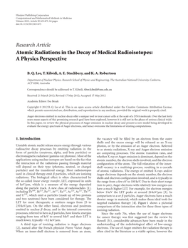 Atomic Radiations in the Decay of Medical Radioisotopes: a Physics Perspective