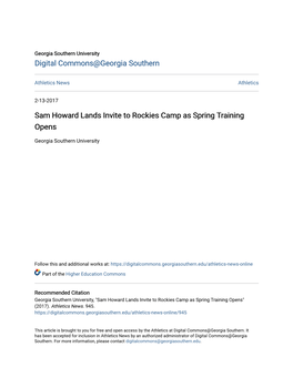 Sam Howard Lands Invite to Rockies Camp As Spring Training Opens