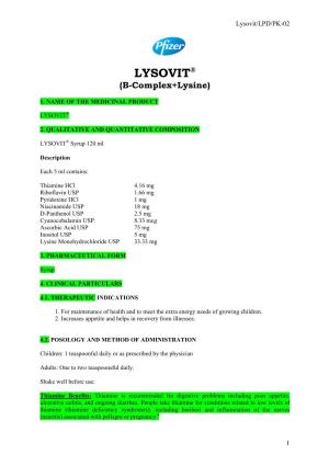 LYSOVIT® (B-Complex+Lysine)