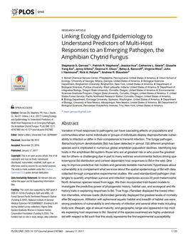 Linking Ecology and Epidemiology to Understand Predictors of Multi-Host Responses to an Emerging Pathogen, the Amphibian Chytrid Fungus