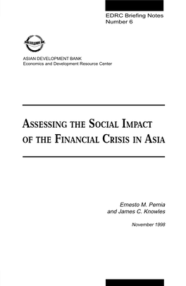 Assessing the Social Impact of the Financial Crisis in Asia