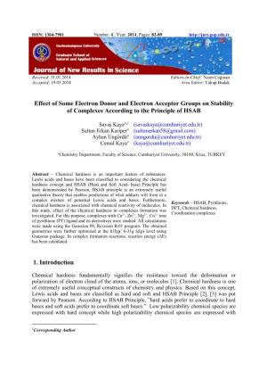 Effect of Some Electron Donor and Electron Acceptor Groups on Stability of Complexes According to the Principle of HSAB