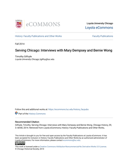 Serving Chicago: Interviews with Mary Dempsey and Bernie Wong