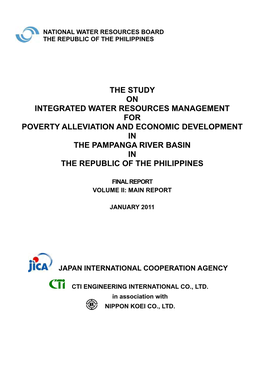 The Study on Integrated Water Resources Management for Poverty Alleviation and Economic Development in the Pampanga River Basin in the Republic of the Philippines