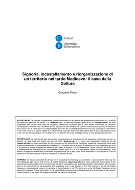 Signoria, Incastellamento E Riorganizzazione Di Un Territorio Nel Tardo Medioevo: Il Caso Della Gallura