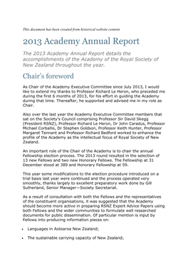 2013 Academy Annual Report
