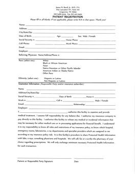 PATIENT REGISTMTION Please Fill in All Blanks