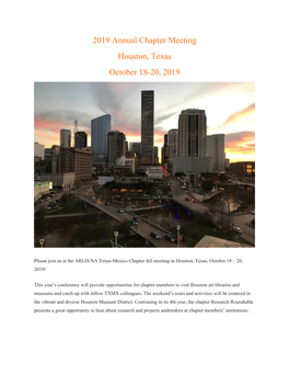 Houston, Texas October 18-20, 2019