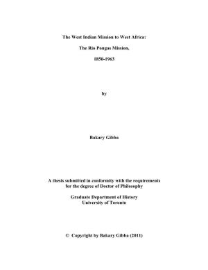 The West Indian Mission to West Africa: the Rio Pongas Mission, 1850-1963