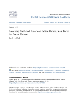 Laughing out Loud: American Indian Comedy As a Force for Social Change