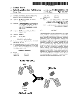 Patent Application Publication Oo) Pub. No.: US 2014/0099254 a L Chang Et Al