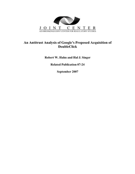 An Antitrust Analysis of Google's Proposed Acquisition of Doubleclick