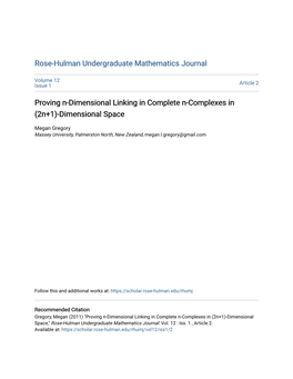 Proving N-Dimensional Linking in Complete N-Complexes in (2N+1)-Dimensional Space