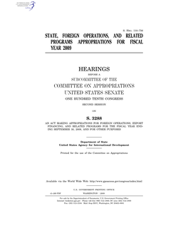 110–756 State, Foreign Operations, and Related Programs Appropriations for Fiscal Year 2009
