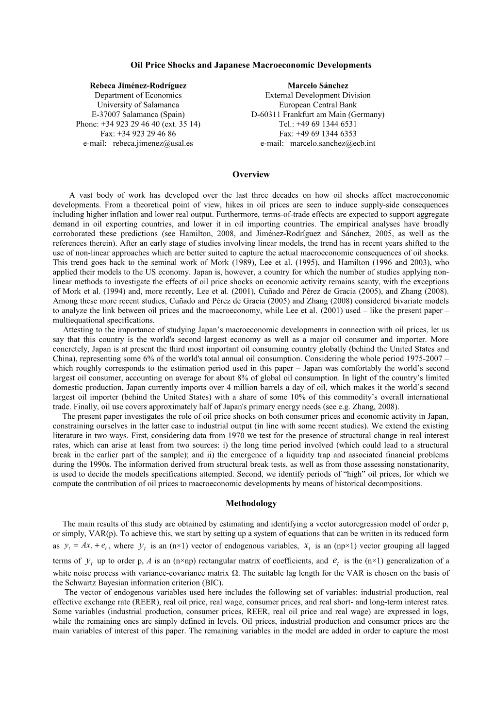 The Industrial Impact of Oil Price Shocks: Evidence Form the Industries of Six OECD Countries