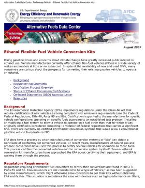 Ethanol Flexible Fuel Vehicle Conversion Kits: Alternative Fuels