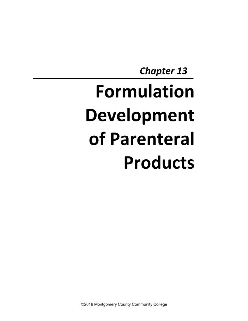 Formulation Development of Parenteral Products