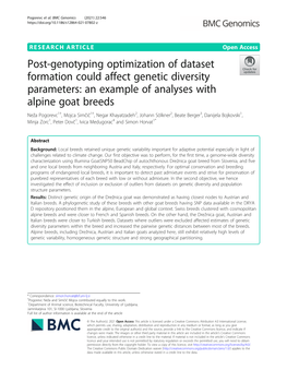 Post-Genotyping Optimization of Dataset Formation