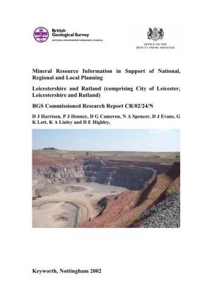 Mineral Resource Report | Leicestershire and Rutland (Comprising City of Leicester, Leicestershire and Rutland)