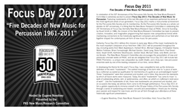 Focus Day 2011: Five Decades of New Music for Percussion: 1961