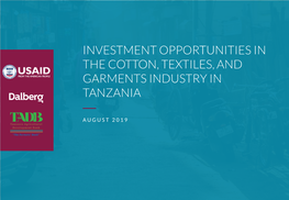 Investment Opportunities in the Cotton, Textiles, and Garments Industry in Tanzania