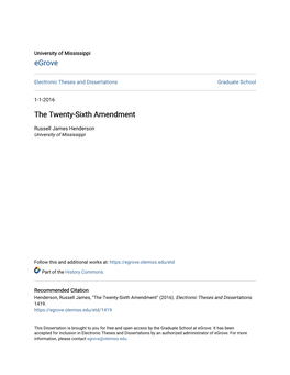 The Twenty-Sixth Amendment