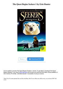 The Quest Begins Seekers 1 by Erin Hunter