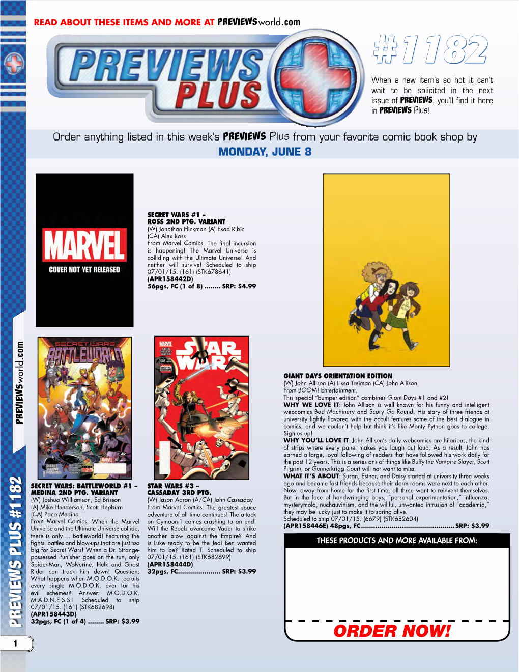 PREVIEWS PLUS #1182 ORDER NOW! 1 2 PREVIEWS PLUS #1182 Previewsworld.Com PVC Statue (APR158449I) Canada, Andu.S.Territories