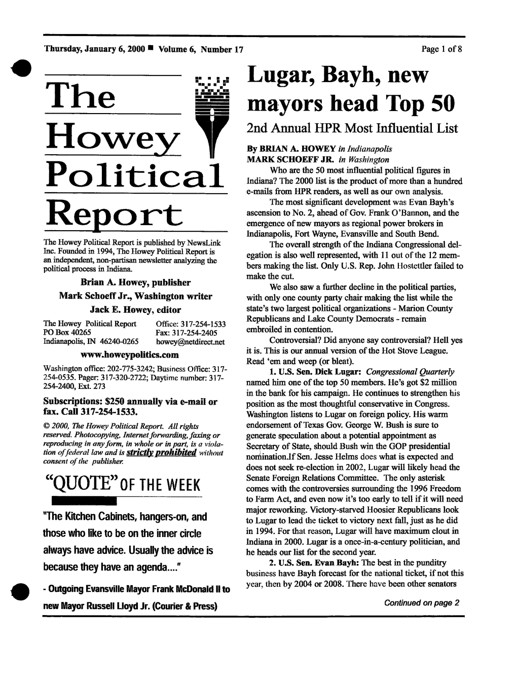 Howey T Political Report