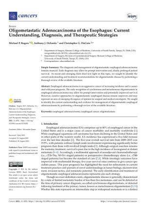 Oligometastatic Adenocarcinoma of the Esophagus: Current Understanding, Diagnosis, and Therapeutic Strategies