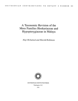 A Taxonomic Revision of the Moss Families Hookeriaceae and Hypopterygiaceae in Malaya