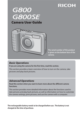 G800 Series Camera User Guide