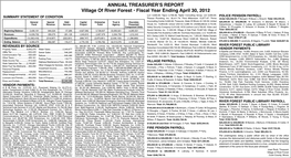 ANNUAL TREASURER's REPORT Village of River Forest • Fiscal Year Ending April 30, 2012