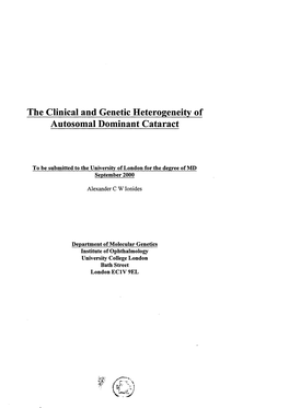 The Clinical and Genetic Heterogeneity of Autosomal Dominant Cataract
