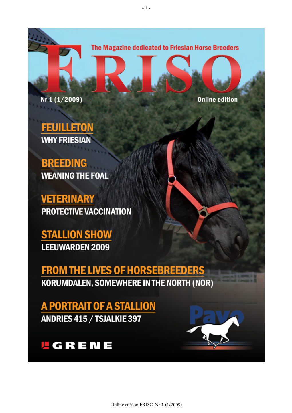 The Magazine Dedicated to Friesian Horse Breeders