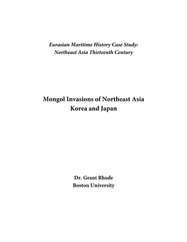 Mongol Invasions of Northeast Asia Korea and Japan