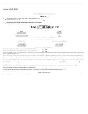 ILLINOIS TOOL WORKS INC. (Exact Name of Registrant As Specified in Its Charter)