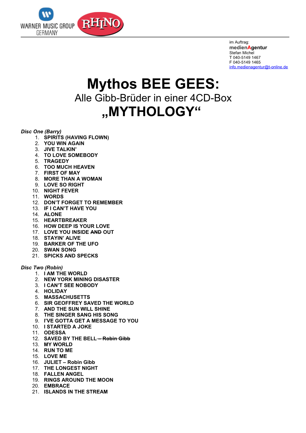 Mythos BEE GEES: Alle Gibb-Brüder in Einer 4CD-Box „MYTHOLOGY“