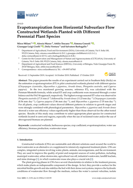 Evapotranspiration from Horizontal Subsurface Flow Constructed Wetlands Planted with Diﬀerent Perennial Plant Species