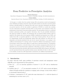 From Predictive to Prescriptive Analytics