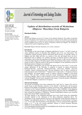 Update of Distribution Records of Mydaeinae (Diptera: Muscidae)