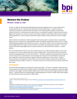 Beware the Kraken BPI Staff | October 21, 2020