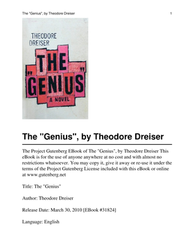 The "Genius", by Theodore Dreiser 1