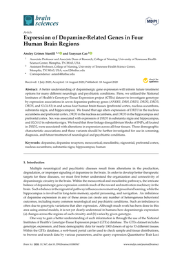 Expression of Dopamine-Related Genes in Four Human Brain Regions