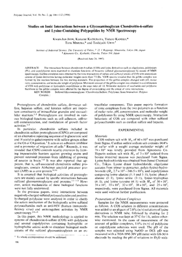 Studies on Ionic Interactions Between a Glycosaminoglycan Chondroitin-6-Sulfate and Lysine-Containing Polypeptides by NMR Spectroscopy