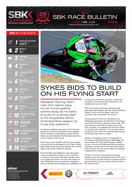 Sykes BIDS to BUILD on HIS Flying START