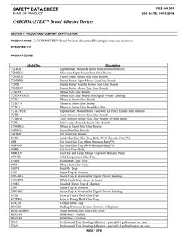 Catchmaster Brand Adhesive Devices 2018 SDS.Pdf