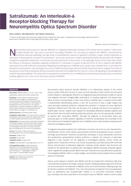 An Interleukin-6 Receptor-Blocking Therapy for Neuromyelitis Optica Spectrum Disorder
